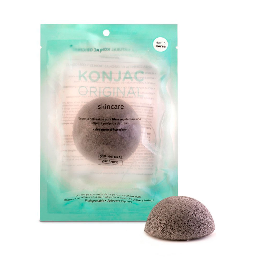 KONJAC ESPONJA FACIAL NEGRA CENIZAS BAMBOO