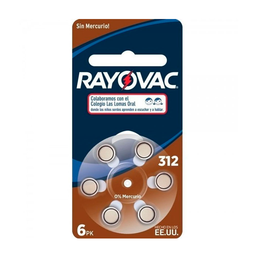 RAYOVAC PILA P/AUDIFONO 312 6un