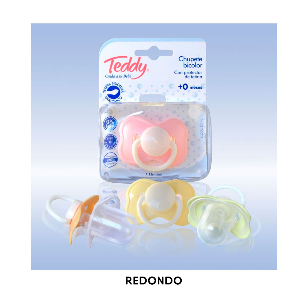TEDDY CHUPETE REDONDO +0 BICOLOR T/SILICONA