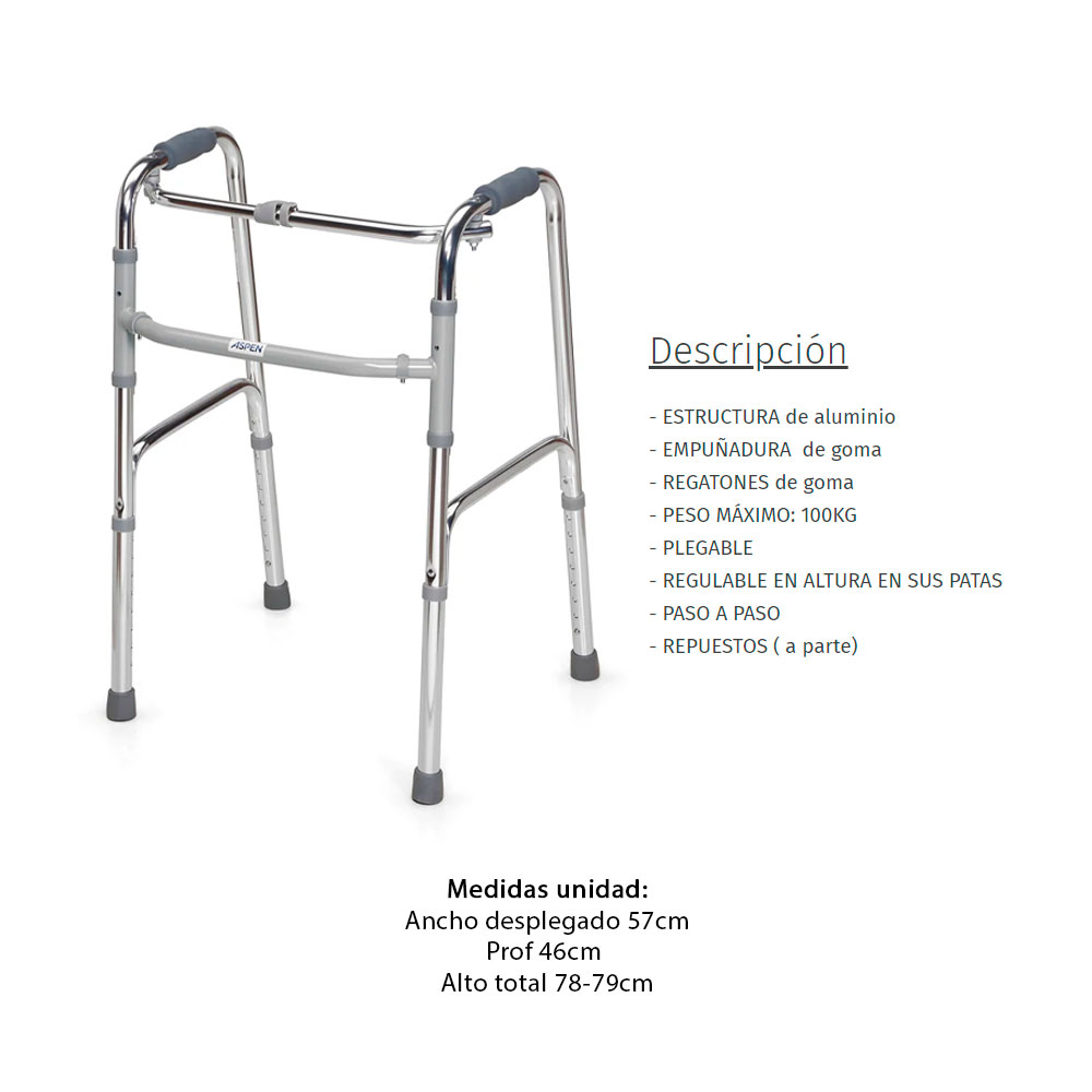 ASPEN ANDADOR PLEGABLE ALUMINIO DOBLE FUNCION