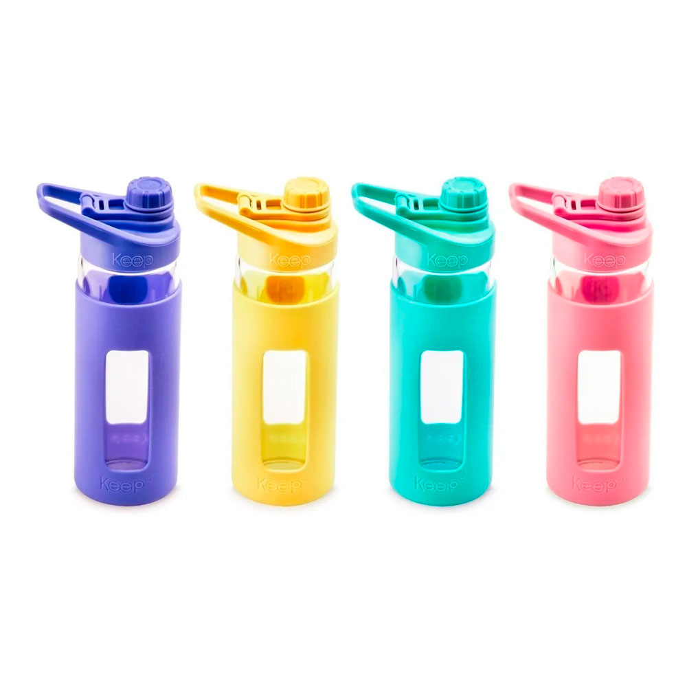 KEEP BOTELLA DE VIDRIO CON FUNDA DE GOMA