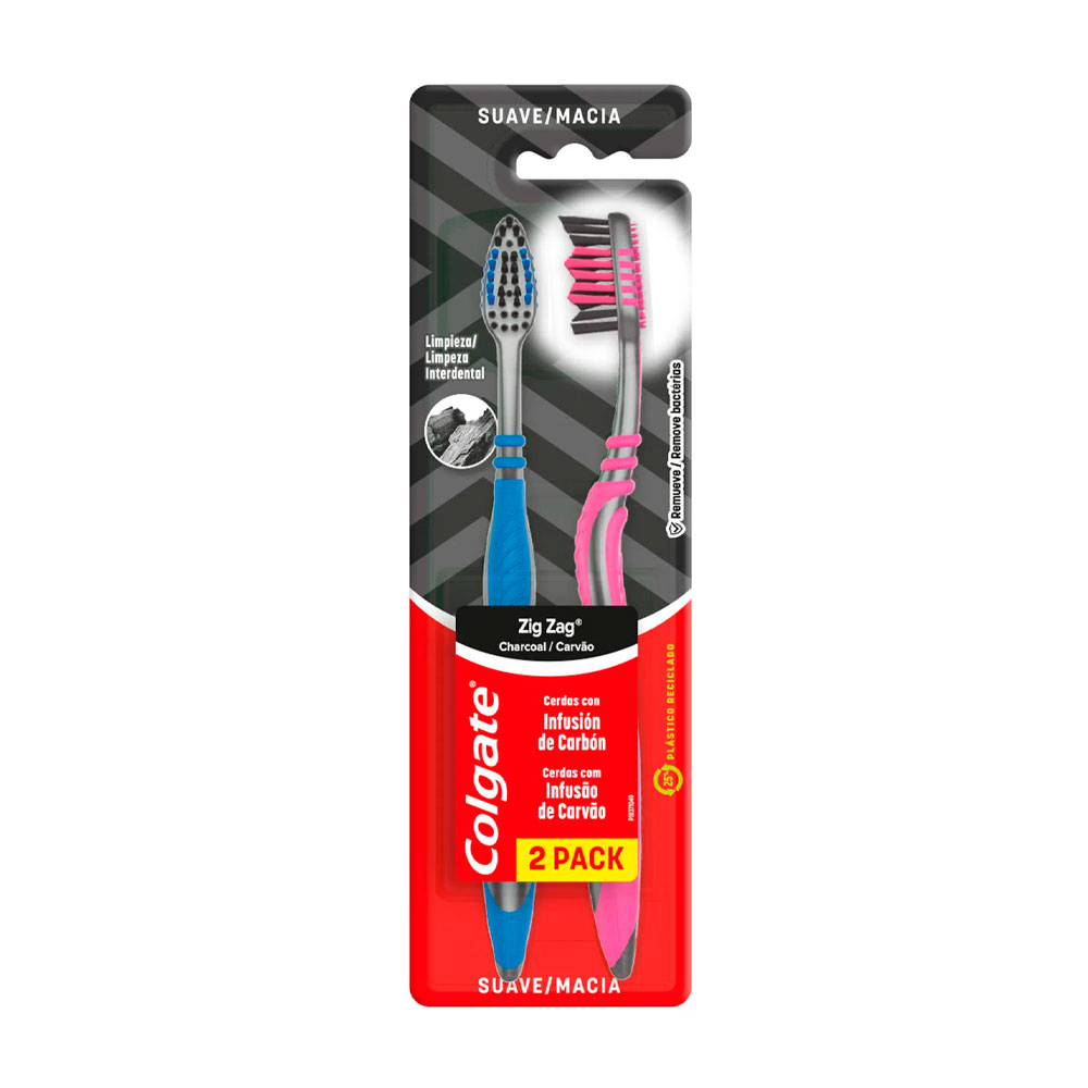 COLGATE CEPILLO DENTAL ZIGZAG CARBON x2
