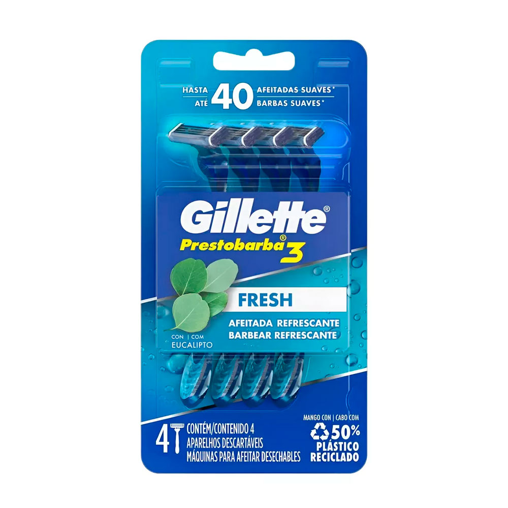 GILLETTE PRESTOBARBA 3 COOL BLISTER 4un