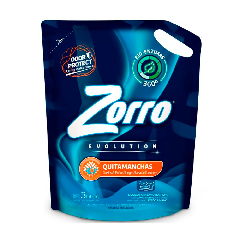 ZORRO EVOLUTION JABON LIQUIDO P/ROPA 3L POUCH