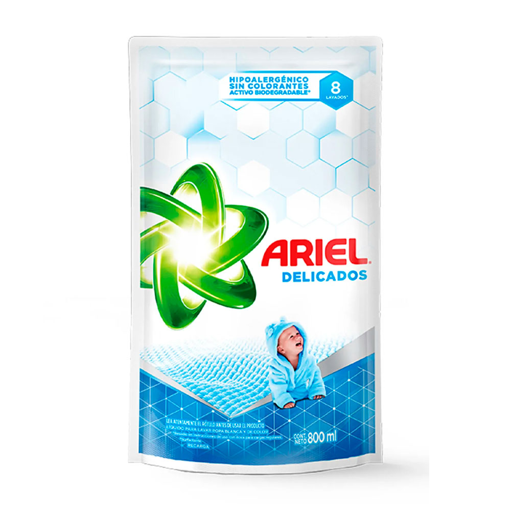ARIEL JABON LIQUIDO DELICADOS 800ml POUCH
