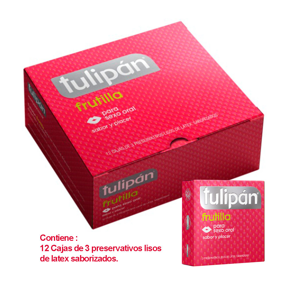 PRESERVATIVOS TULIPAN FRUTILLA 12 ESTUCHES x 3un