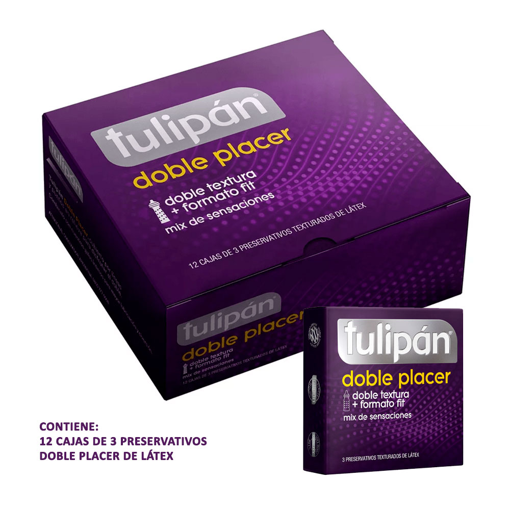 PRESERVATIVOS TULIPAN DOBLE PLACER 12 ESTUCHES x3u