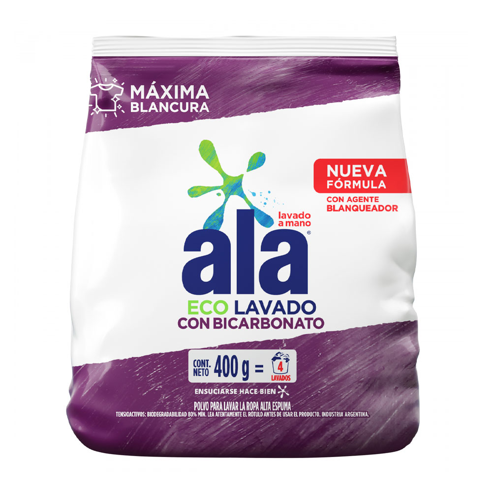 ALA LAVADO A MANO JABON POLVO 400g C/BICARBONATO