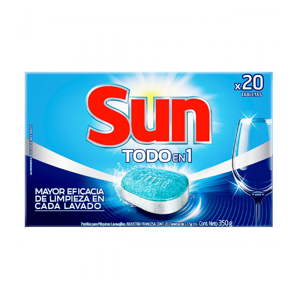 SUN LAVA VAJILLA TODO EN 1 20 PASTILLAS