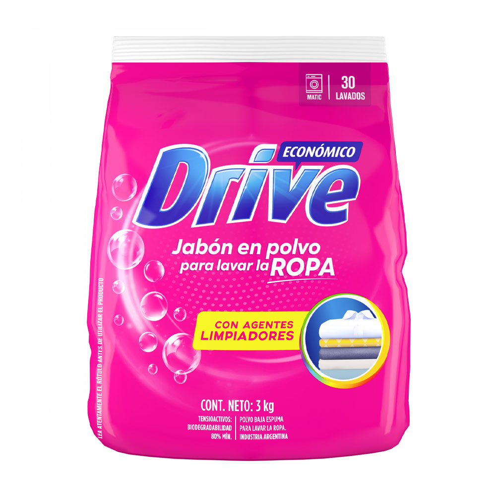 DRIVE JABON EN POLVO 3kg BAJA ESPUMA