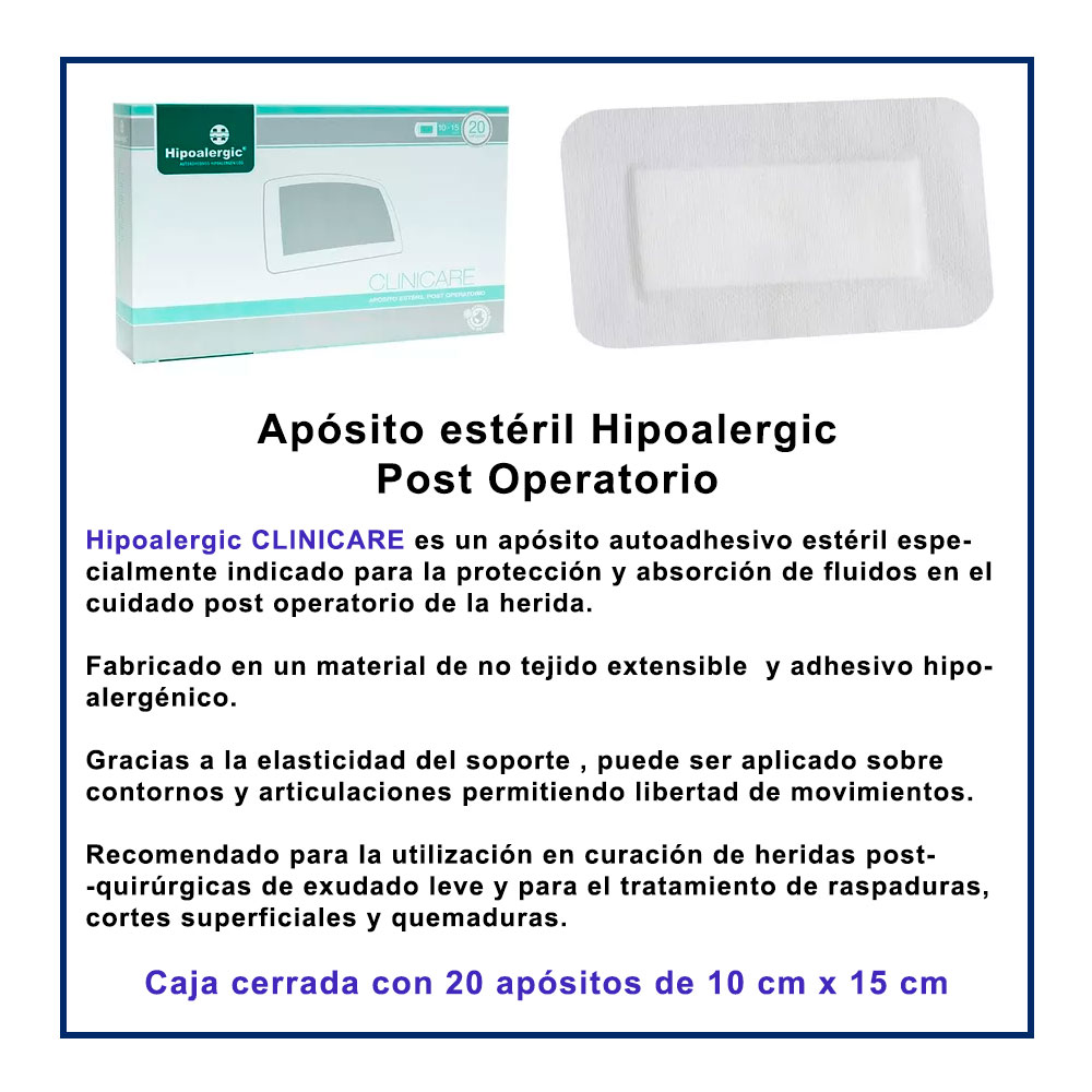 APOSITO HIPOALERGIC ESTERIL POST.QUIRUR 10x15 20un