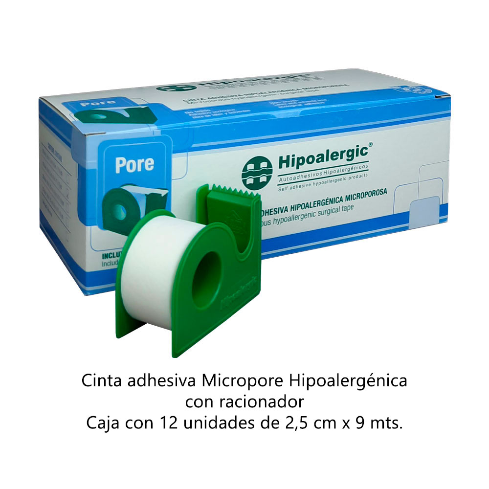CINTA ADHESIVA HIPOALERGIC PORE 2.5cmx9 CAJAx12u