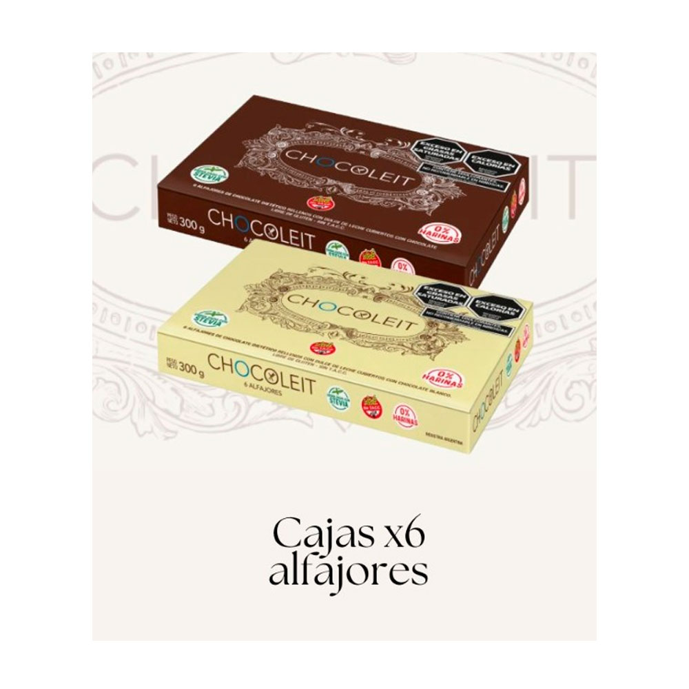 CHOCOLEIT ALFAJOR NEGRO SIN TACC, SIN AZUCAR 6un