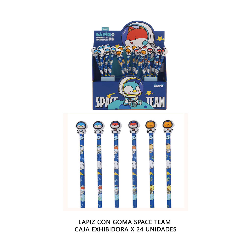 WERO LAPIZ C/GOMA 3D SPACE TEAM 24un